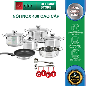 Bộ Nồi Inox Xửng Hấp Và Chảo Chống Dính Fivestar (24cm)