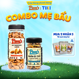 Combo Mẹ Bầu - Hạnh Nhân Mỹ + Nhân Óc Chó Chile Pam's - Rang Chín Béo Bùi, Ngọt Ngào