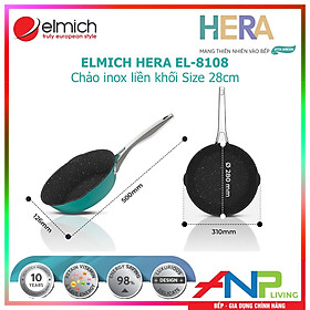 Mua Chảo inox Liền Khối - ELMICH HERA (Size 20cm  24cm  26cm  28cm/Sâu Lòng  Có Miệng Rót  Vân Đá Chống Dính - Chiên  Xào  Rán Trên Mọi Loại Bếp) - Hàng Chính Hãng