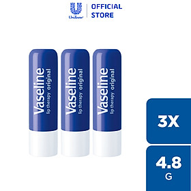 Combo 3 son dưỡng môi Vaseline mềm mịn dạng thỏi 4.8g