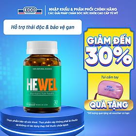 [Hộp 30v] Viên Uống Bổ Gan Hewel Ecogreen Giải Độc Gan Mát Gan, Hỗ Trợ Tiêu Hóa