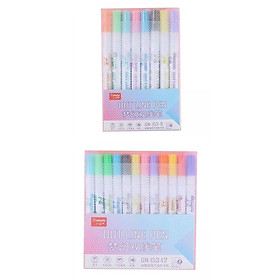 2 Sets 2.0mm Metallic Markers Glitter Writing Doodle  Pens 8/12 Colors