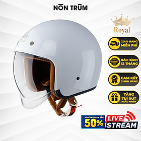 Nón bảo hiểm 3/4 ROYAL M139 có kính âm màu TRẮNG BÓNG