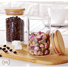 Hũ Thủy Tinh Nắp Tre Cao Cấp 260ml | LỌ THỦY TINH NẮP GỖ TRE CHUYÊN ĐỰNG ĐỒ KHÔ TẶNG QUÀ