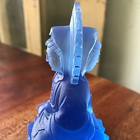 Mua Tượng Phật Quan Âm 2 Mặt ĐÁ LƯU LY XANH DƯƠNG ĐẬM ĐỂ TRONG XE HƠI hoặc BÀN cao 10cm đk 6cm mệnh THUỶ MỘC ạ