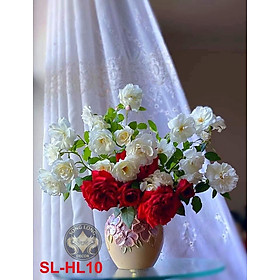 TRANH DÁN TƯỜNG 3D LỌ HOA ĐẸP H10 - TRANH HOA HỒNG TRẮNG ĐẸP - YAN SHOP