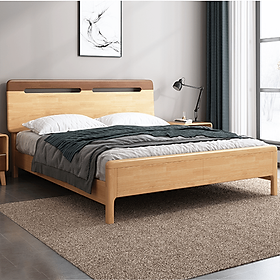 Giường ngủ gỗ sồi tự nhiên thiết kế đẹp