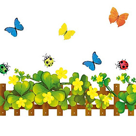 Mua Decal dán chân tường Hoa dừa cạn vàng AmyShop DCT027 - 2 bộ ( 25 x 370 cm )