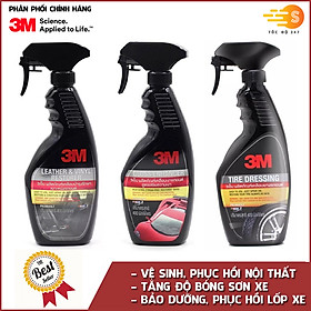 Combo 3 chai xịt bảo dưỡng nội thất 39040LT, bảo dưỡng lốp 39042LT và tăng độ bóng sơn 39034LT 3M