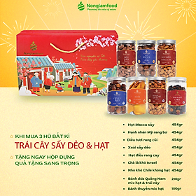 [QUÀ TẶNG TỰ CHỌN] Set quà tự chọn mix 3 hũ 454G hạt dinh dưỡng và trái cây sấy cao cấp đủ vị Nonglamfood | Quà tặng cao cấp Xuân Giáp Thìn cho người thân, bạn bè, đối tác, doanh nghiệp