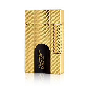 Mua Hộp Quẹt Bật Lửa Gas Đá D202V Điệp Viên Họa Tiết Kẻ Chéo Cách Điệu Sơn Mài Khắc Chữ 007 Màu Vàng - Dùng Gas Cao Cấp