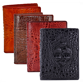 HJ2236-37-38-39 - Ví nam Huy Hoàng da cá sấu nguyên con kiểu đứng màu đen, nâu đỏ, vàng bò, nâu đất