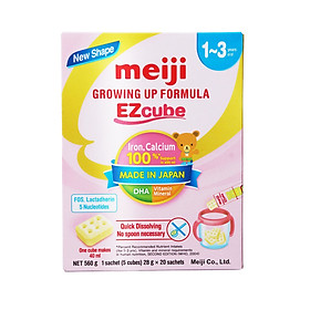 Sản phẩm dinh dưỡng công thức Meiji Growing up Formula Ezcube 560g (Dành cho trẻ từ 1-3 tuổi)