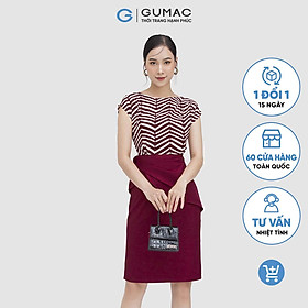 Đầm nữ GUMAC DC05033 form bút chì phối họa tiết thanh lịch