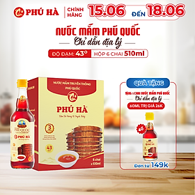 Nước mắm Phú Quốc Chỉ Dẫn Địa Lý Phú Hà 43 độ đạm - Hộp 6 chai 510ml