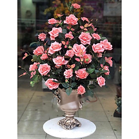 Hoa hồng giả - Cụm hồng nở đại (Giá 1 cành)
