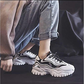 Giày nữ,giày thể thao sneaker độn đế viền sóng chữ V kim tuyến