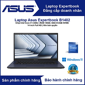 Mua Laptop ASUS ExpertBook B1 B1402 - B1402CV (Intel Core i7-1355U | RAM 16GB | 512GB SSD | 14 inch Full HD | Win 11 bản quyền) - Hàng Chính Hãng