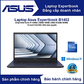 Laptop ASUS ExpertBook B1 B1402 - B1402CV (Intel Core i7-1355U | RAM 16GB | 512GB SSD | 14 inch Full HD | Win 11 bản quyền) - Hàng Chính Hãng