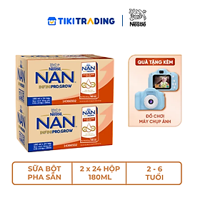 Combo 2 Thùng 24 hộp sữa pha sẵn Nestle NAN INFINIPRO GROW với công thức vượt trội kết hợp sữa A2 và HMO hỗ trợ tiêu hóa, đề kháng và phát triển thể chất (4x180ml)