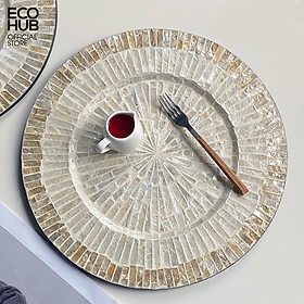Khay, đĩa khảm trai ECOHUB hình tròn dùng để đồ uống, đồ ăn nhẹ 33CM (Platter) (giao hình ngẫu nhiên)