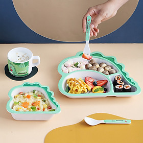 Mua Bộ khay bát ăn dặm hình khủng long cho bé chất sợi tre