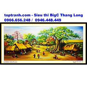 Mua Tranh thêu chữ thập chợ quê Việt Nam thời xưa LV3506