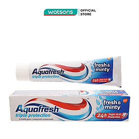 Kem Đánh Răng Bạc Hà Bảo Vệ Răng Khỏi Axit Suốt 24 Giờ Aquafresh Triple Protection Fresh&Minty 100ml