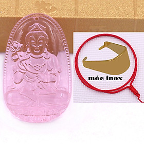Mặt dây chuyền Phật Đại thế chí pha lê hồng 3.6 cm kèm vòng cổ dây dù đỏ + móc inox vàng, Phật bản mệnh, mặt dây chuyền phong thủy