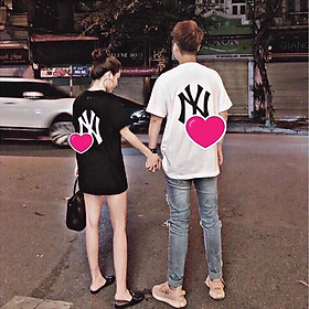 Áo thun phông tay lỡ form rộng NY Unisex nam nữ |Áo đôi 2 màu đen trắng mẫu mới 2022