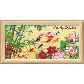 Tranh thêu chữ thập Cửu ngư quần hội DLH-222996