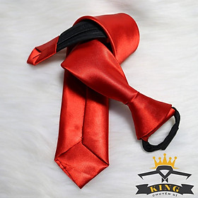 Cà vạt học sinh nam bản nhỏ 5cm style hàn quốc vải phi bóng màu đen KING