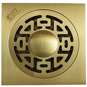Mua Hố ga thoát sàn Đồng hoa văn 10x10cm Eurolife EL-HG09 (Vàng Đồng)