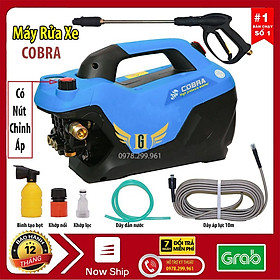 Máy Rửa Xe Mini Gia Đình COBRA Áp Lực Cao - Công Suất Mạnh 2500W- Có Chỉnh Áp + Tặng Cần Nối Dài