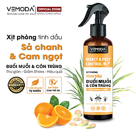 Bình Xịt phòng tinh dầu Sả Chanh, Bạc hà, Quế, Bạch đàn chanh Vemoda giúp đuổi muỗi, khử khuẩn, thơm phòng nhanh chóng. Chai xịt đuổi muỗi từ tinh dầu thiên nhiên