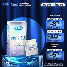 Bao cao su Durex Invisible Extra Thin Extra Lubricated 1 Hộp 10 Bao