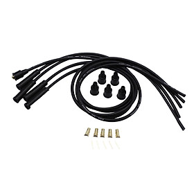 8mm Spark Plug Wires Black HT Leads for 4 Cylinder Classic Cars Durable