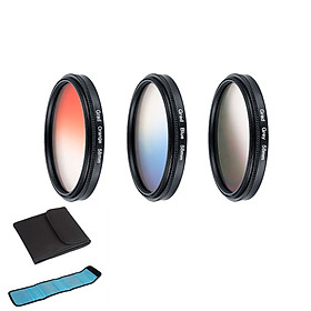 3 pcs/set Orange + Blue + Gray Round Gradient Filter for Nikon Canon EOS 7D 5D 6D 50D 60D 600D d5200 d3300 d3200