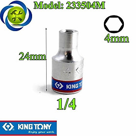 Tuýp 4mm 1/4 Kingtony 233504M loại ngắn 6 cạnh màu trắng