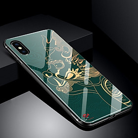 Ốp lưng iPhone (dành cho iPhone 6/6S đến iPhone XS Max) in 3D hình rồng dạ quang phát sáng ban đêm mặt kính cường lực