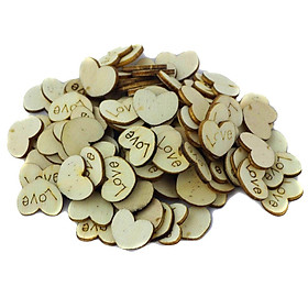 Pack of 100 Natural Wooden Love Hearts Embellishments for Craft