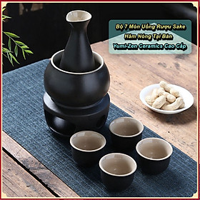 Bộ 7 Chi Tiết Uống Sake Hâm Nóng Tại Bàn Yumi-Zen Ceramics Cao Cấp