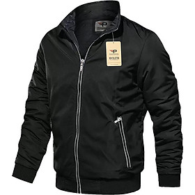 Áo khoác dù 2 lớp cao cấp cổ đứng nam chống thấm viền phản quang an toàn, túi khóa PIGOFASHION AKD36