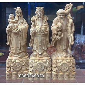 Bộ Tam đa phúc lộc thọ bằng gỗ ngọc am thơm nức kt cao 30×11×9cm 
