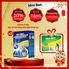 Combo 3 Hộp Bột Vệ Sinh Máy Giặt Mao Bao 306g - Loại Bỏ Cặn Bẩn, Khử Mùi Cho Máy Giặt Cửa Trên/Trước