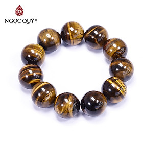 Vòng tay đá thạch anh mắt hổ vàng nâu 20mm mệnh thổ , kim - Ngọc Quý Gemstones