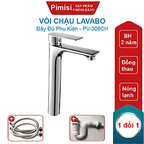 Mua Vòi Chậu Lavabo Pimisi PV-306CH Thân Cao 30cm Cho Chậu Lavabo 1 Lỗ Của Phòng Tắm - Gật Gù Đồng Thau Mạ Xi Sáng Bóng | Chính Hãng