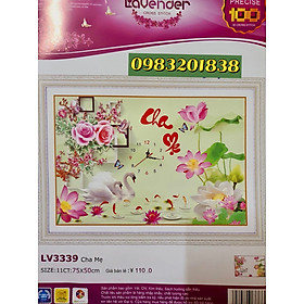 Mua Tranh thêu đồng hồ chữ Cha mẹ LV3339  kích thước 75 x 50 cm