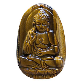 Mặt Dây Chuyền Đức Phật A Di Đà Mắt Hổ Vàng - Phật Bản Mệnh VIETGEMSTONES Cho Người Tuổi Tuất, Hợi