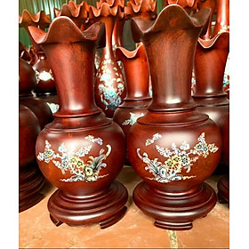 Mua Cặp lục bình gỗ Lim cao 30cm cẩn gỗ nguyên khối siêu đẹp